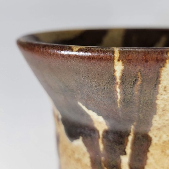 Handmade Vase Stoneware Brown and Sand Color 6" - Picture 2 of 7